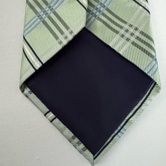 Joseph Abboud Mint and Navy Plaid Tie - Picture 6 of 6
